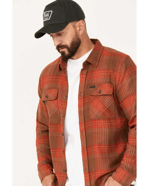 Image #2 - Brixton Men's Bowery Plaid Print Long Sleeve Button-Down Flannel Shirt, Red, hi-res