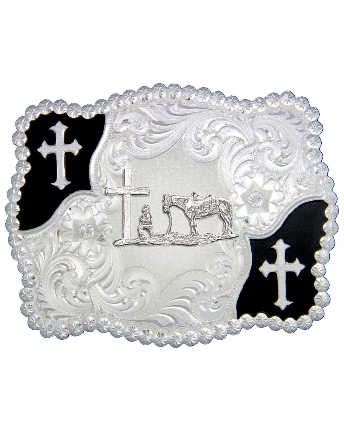 Image #1 - Montana Silversmiths Men's Cowboy & Crosses Buckle, Silver, hi-res