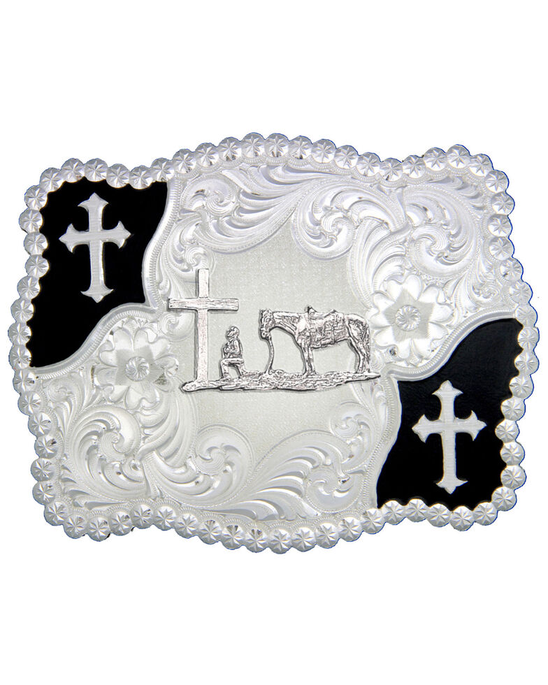 Montana Silversmiths Cowboy & Crosses Buckle, Silver, hi-res