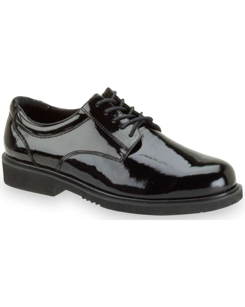Thorogood Men's Poromeric Academy High Glass Uniform Oxfords, Black, hi-res