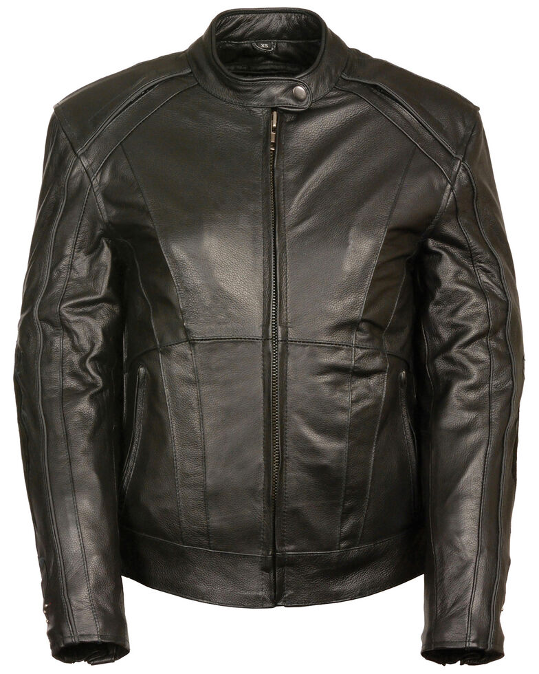 Milwaukee Leather Women's Stud & Wing Leather Jacket - 5XL, Black, hi-res