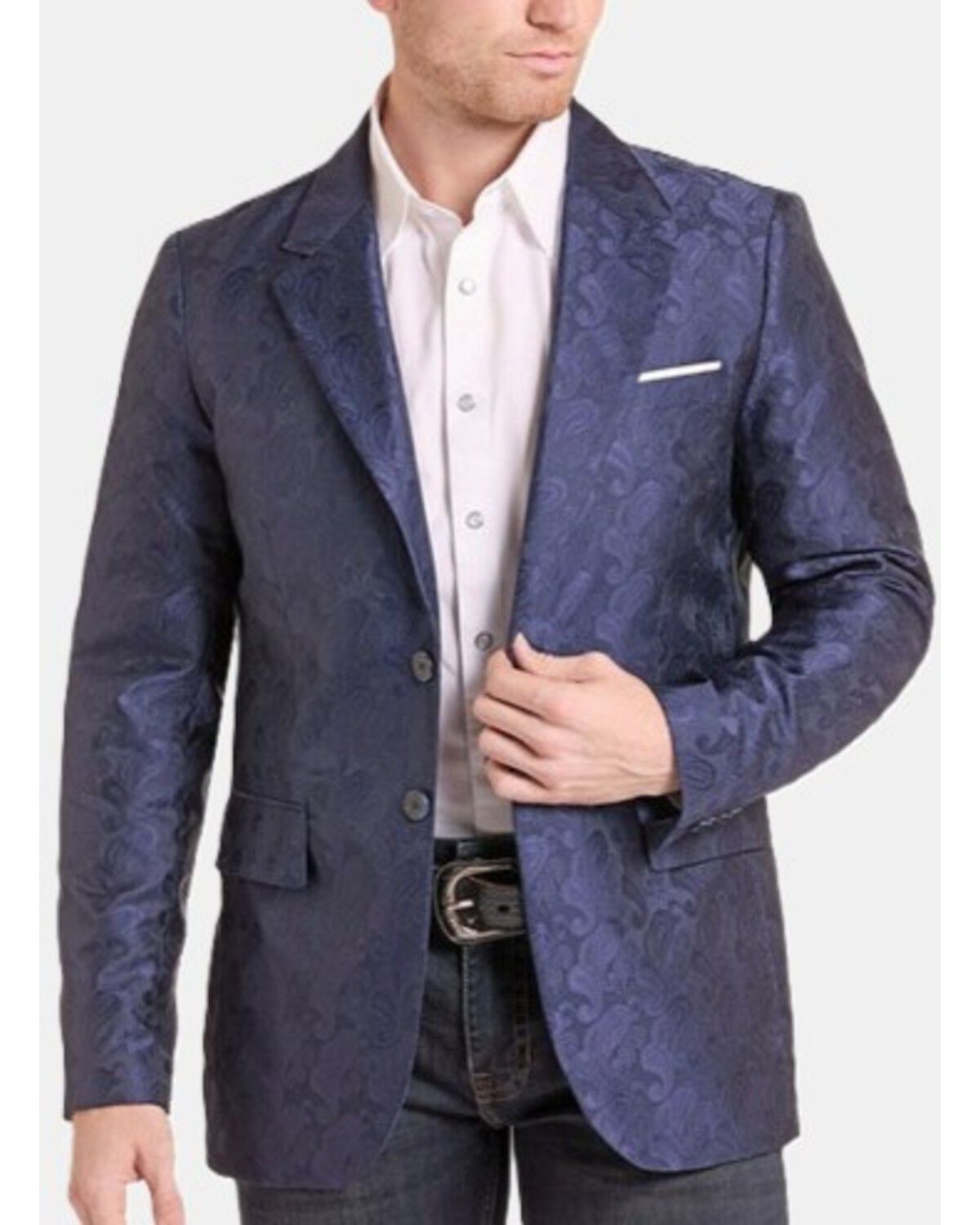 Rock & Roll Denim Men's Paisley Print Sportcoat, Navy, hi-res