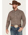 Image #1 - Cinch Men's Square Geo Print Long Sleeve Button-Down Western Shirt, Cream, hi-res