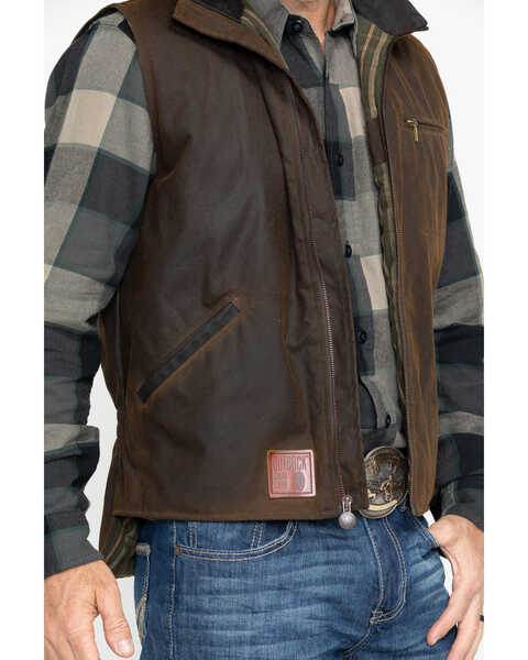 Image #3 - Outback Trading Co Men's Sawbuck Flannel Lined Oilskin Zip-Front Vest, Sage, hi-res