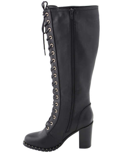 Image #4 - Milwaukee Leather Women's Lace To Toe Boots - Round Toe, Black, hi-res