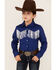 Image #1 - Shyanne Girls' Fringe Long Sleeve Western Snap Shirt, Royal Blue, hi-res