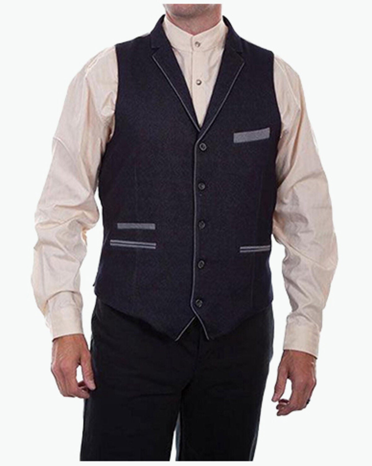 Scully RangeWear Men's Blue Old West Silhouette Vest, Blue, hi-res