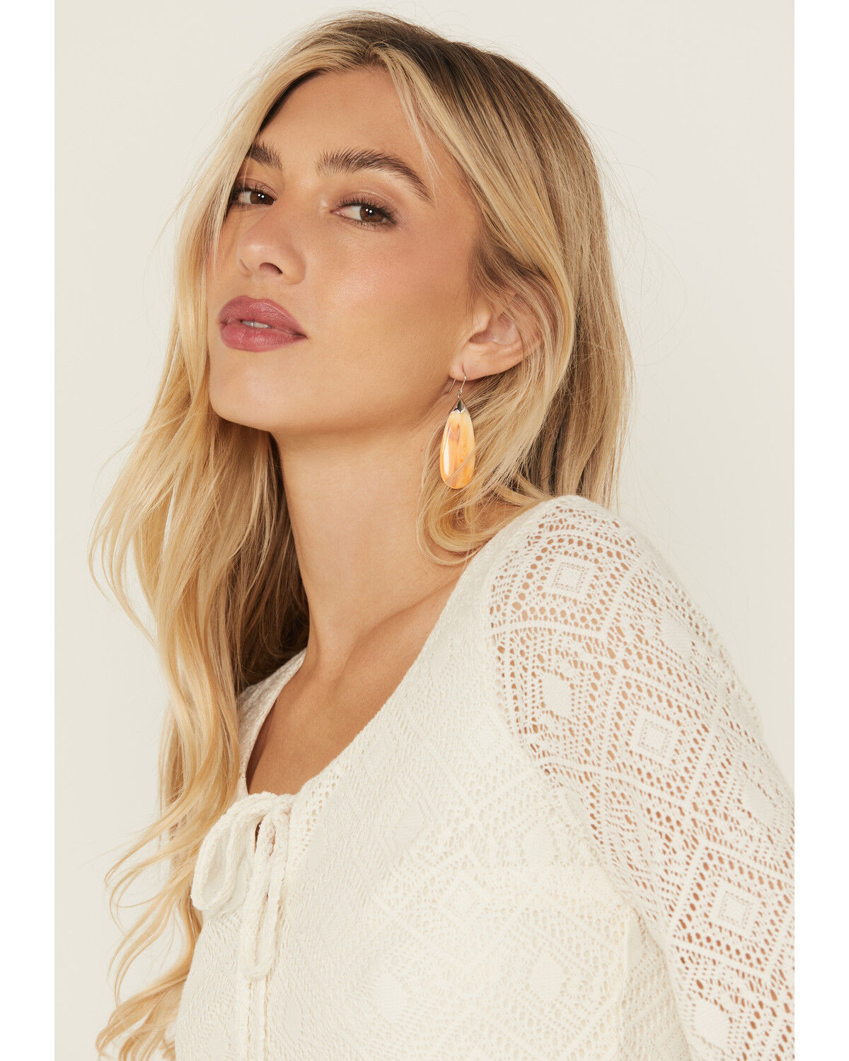 Image #2 - Paige Wallace Women's Spiny Oyster Teardrop Earrings, Orange, hi-res