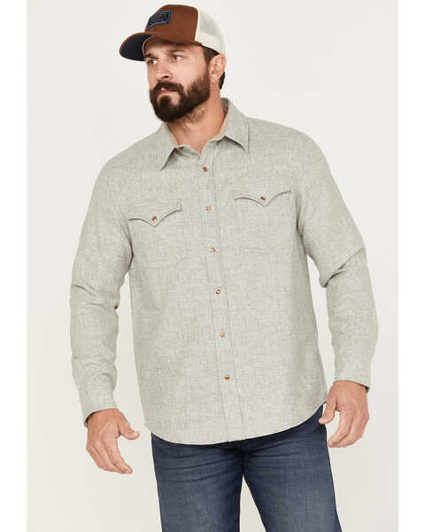 Pendleton Men's Canyon Long Sleeve Western Snap Shirt, Light Grey, hi-res