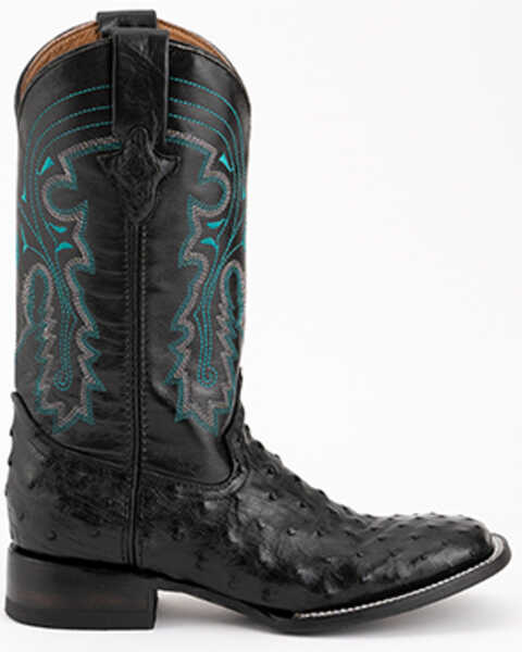 Image #2 - Ferrini Men's Full-Quill Ostrich Embroidered Western Boots - Broad Square Toe, Black, hi-res