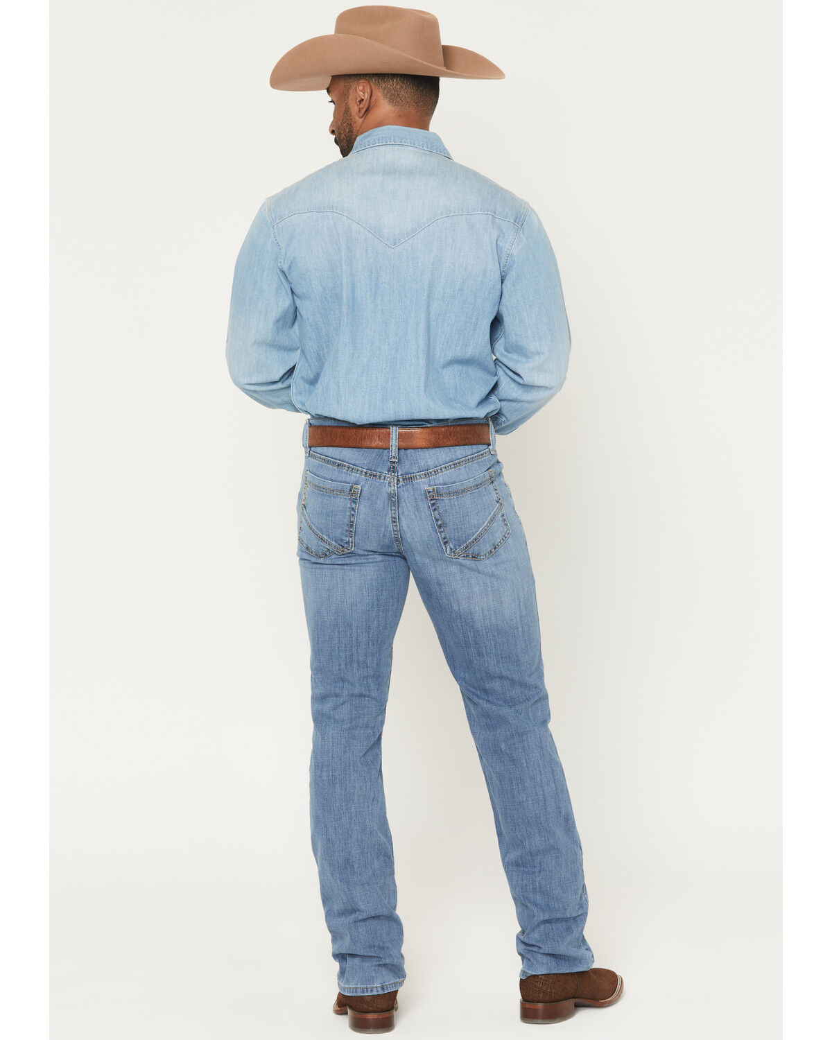 Image #3 - Cinch Men's Light Wash Ian Slim Bootcut Performance Stretch Denim Jeans, Indigo, hi-res