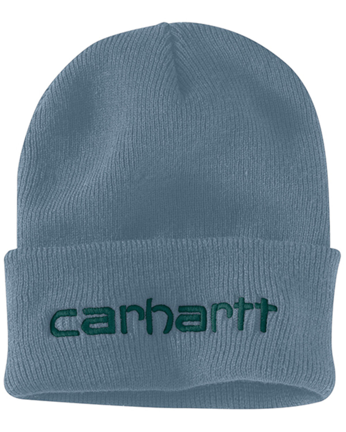 Image #1 - Carhartt Insulated Logo Cuffed Knit Beanie, Blue, hi-res