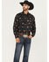 Image #1 - Cowboy Hardware Men's Vintage Bronco Print Long Sleeve Snap Stretch Western Shirt, Black, hi-res