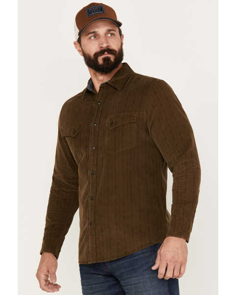Image #2 - Pendleton Men's Corduroy Long Sleeve Western Snap Shirt, Olive, hi-res