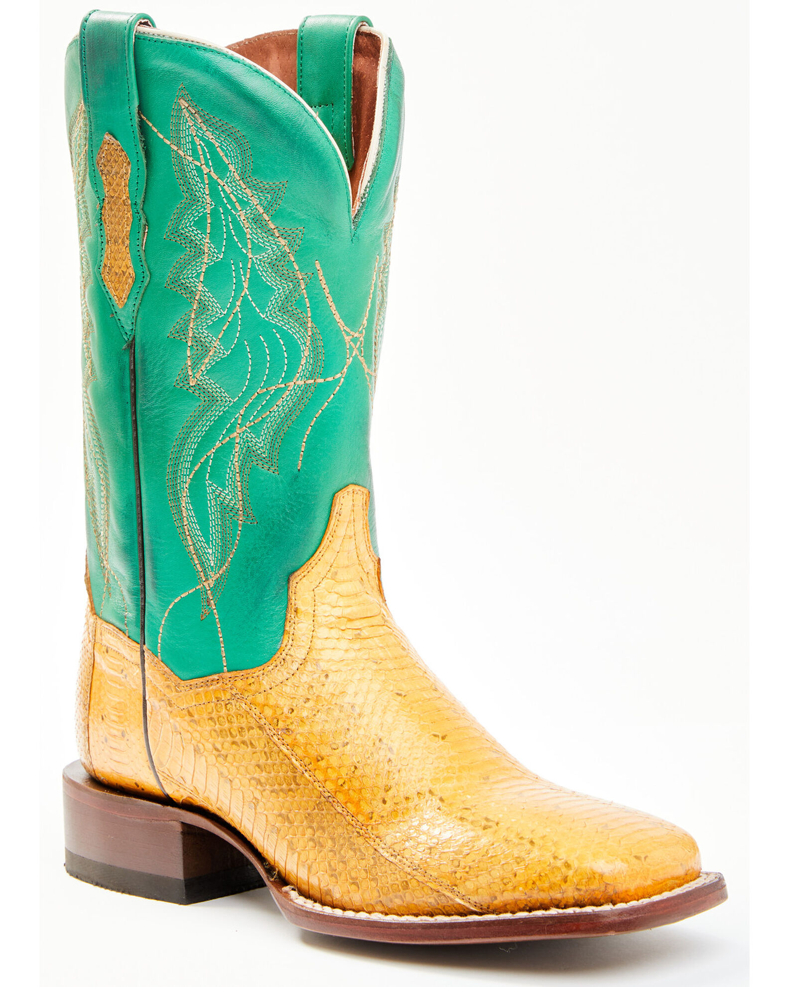 Image #1 - Dan Post Women's Exotic Watersnake Skin Western Boots - Broad Square Toe, Gold, hi-res