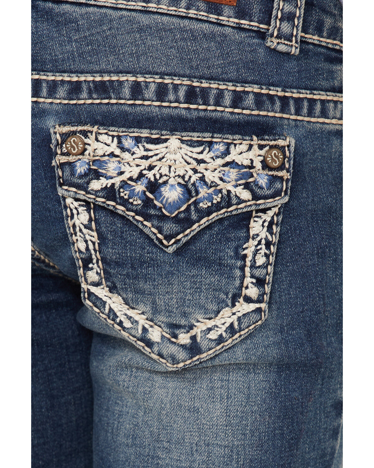 Image #4 - Shyanne Girls' Floral & Swirl Bootcut Jeans, Blue, hi-res