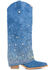 Image #2 - Azalea Wang Women's Mellow Embellished Denim Tall Boots - Snip Toe, Blue, hi-res