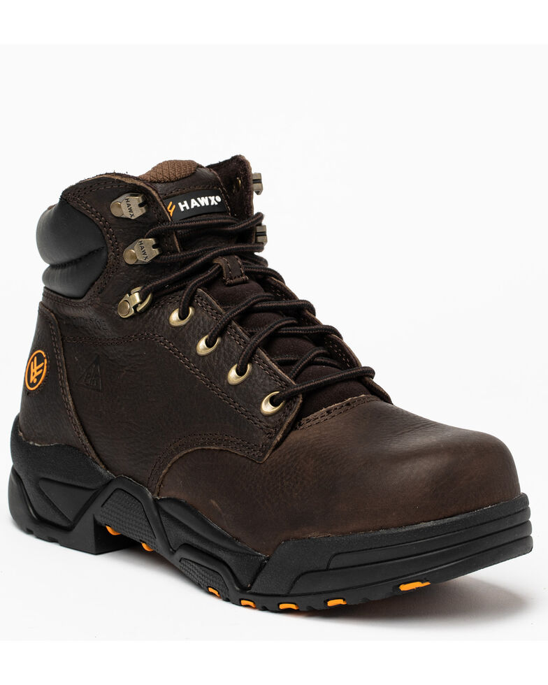 Hawx Men's Chocolate Blucher Work Boots - Composite Toe, Brown, hi-res