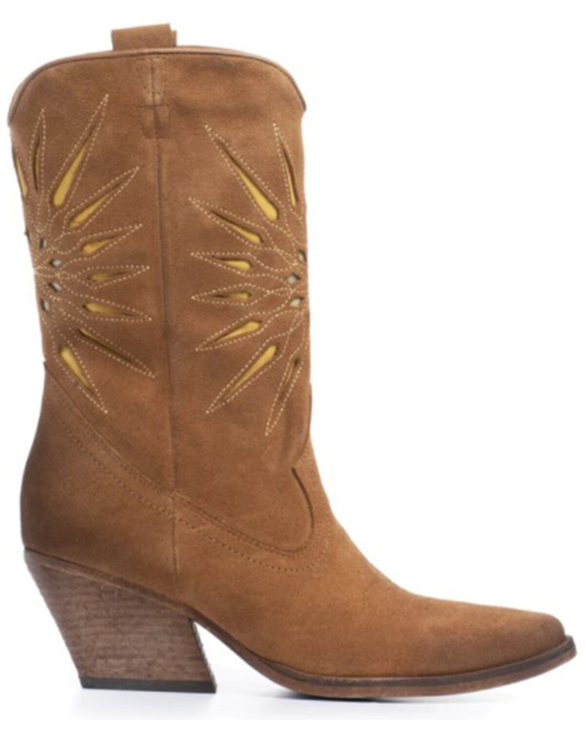 Image #2 - Golo Women's Contrasting Inlaid Sun Western Boots - Round Toe, Camel, hi-res
