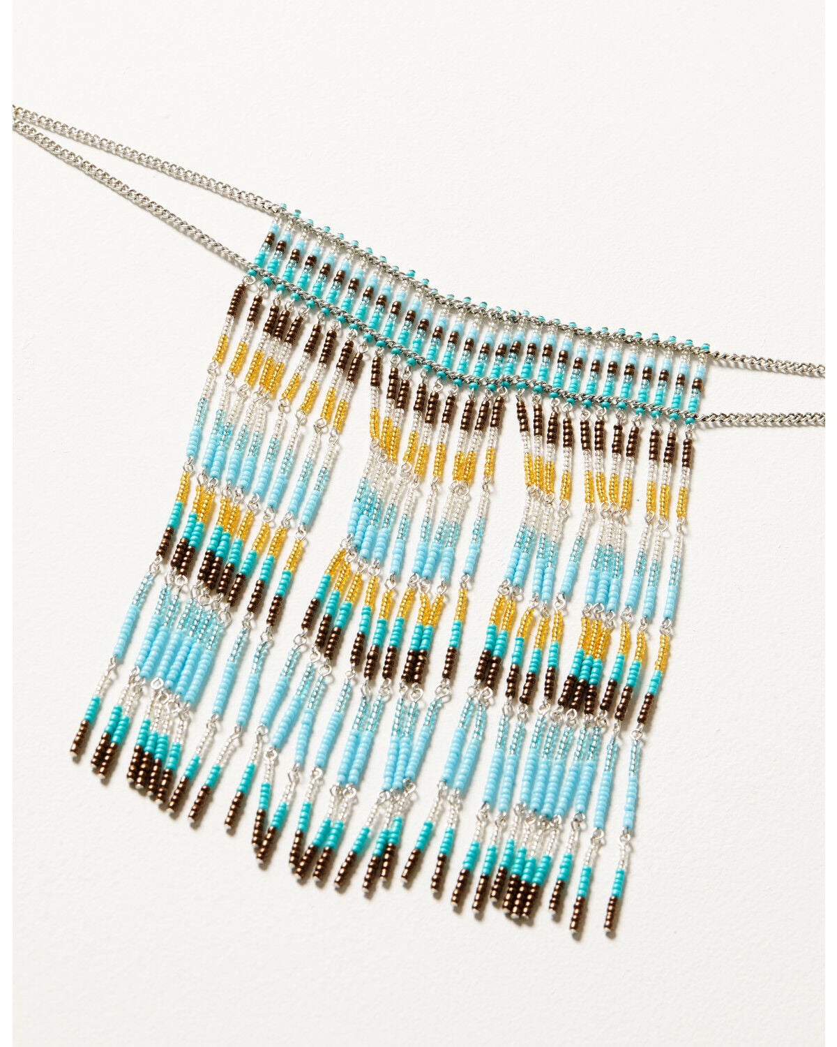 Shyanne Women's Moonbeam Beaded Fringe Choker Necklace, Silver, hi-res