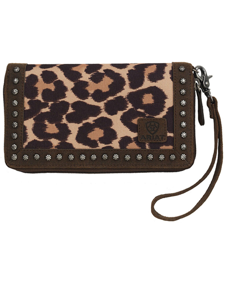 Ariat Women's Leopard Print Clutch Wallet, Leopard, hi-res