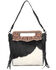 Montana West Women's Black & White Leather Hand Tooled Hair-on Concealed Carry Hobo Handbag, Black, hi-res