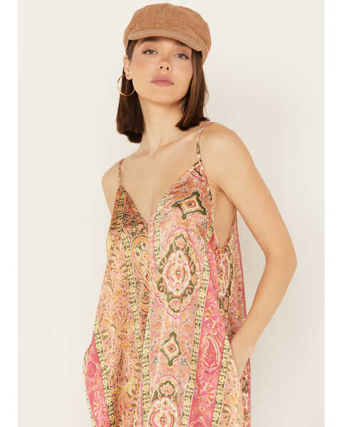 Image #2 - By Together Women's Floral Print V Neck Sleeveless Dress, Coral, hi-res