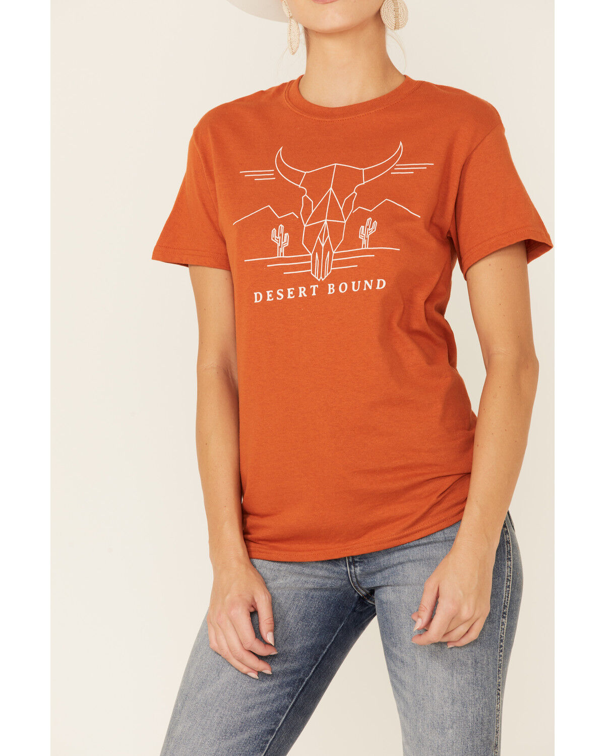 Image #2 - Wondery Women's Rust Desert Bound Steer Head Graphic Tee, Rust Copper, hi-res