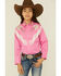 Image #1 - Rockmount Ranchwear Girls' Embroidered Vintage Fringe Long Sleeve Pearl Snap Western Shirt, Pink, hi-res