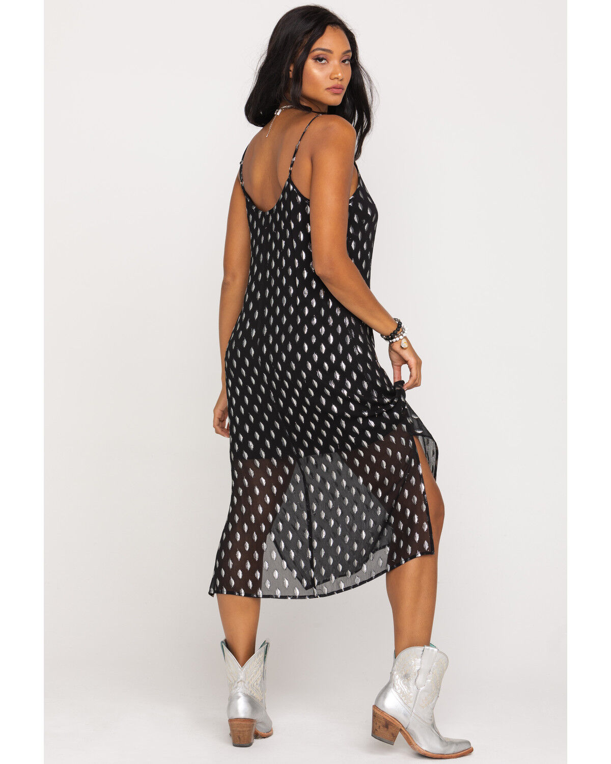 Image #2 - Band of the Free Women's Black Dot Slip Midi Dress, , hi-res