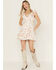 Image #3 - Ash & Violet Women's Floral Print Ruffle Trim Mini Dress, White, hi-res