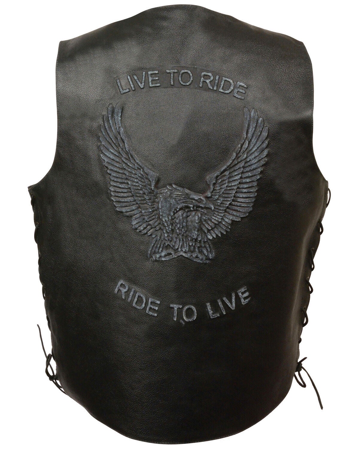 Image #2 - Milwaukee Leather Men's Side Lace Live To Ride Vest, Black, hi-res
