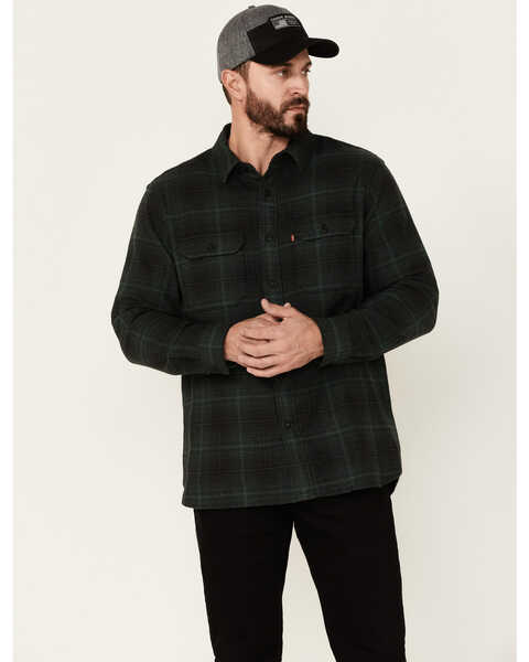 Levi's Men's Pineneddle Large Plaid Classic Worker Long Sleeve Button-Down Western Flannel Shirt , Green, hi-res