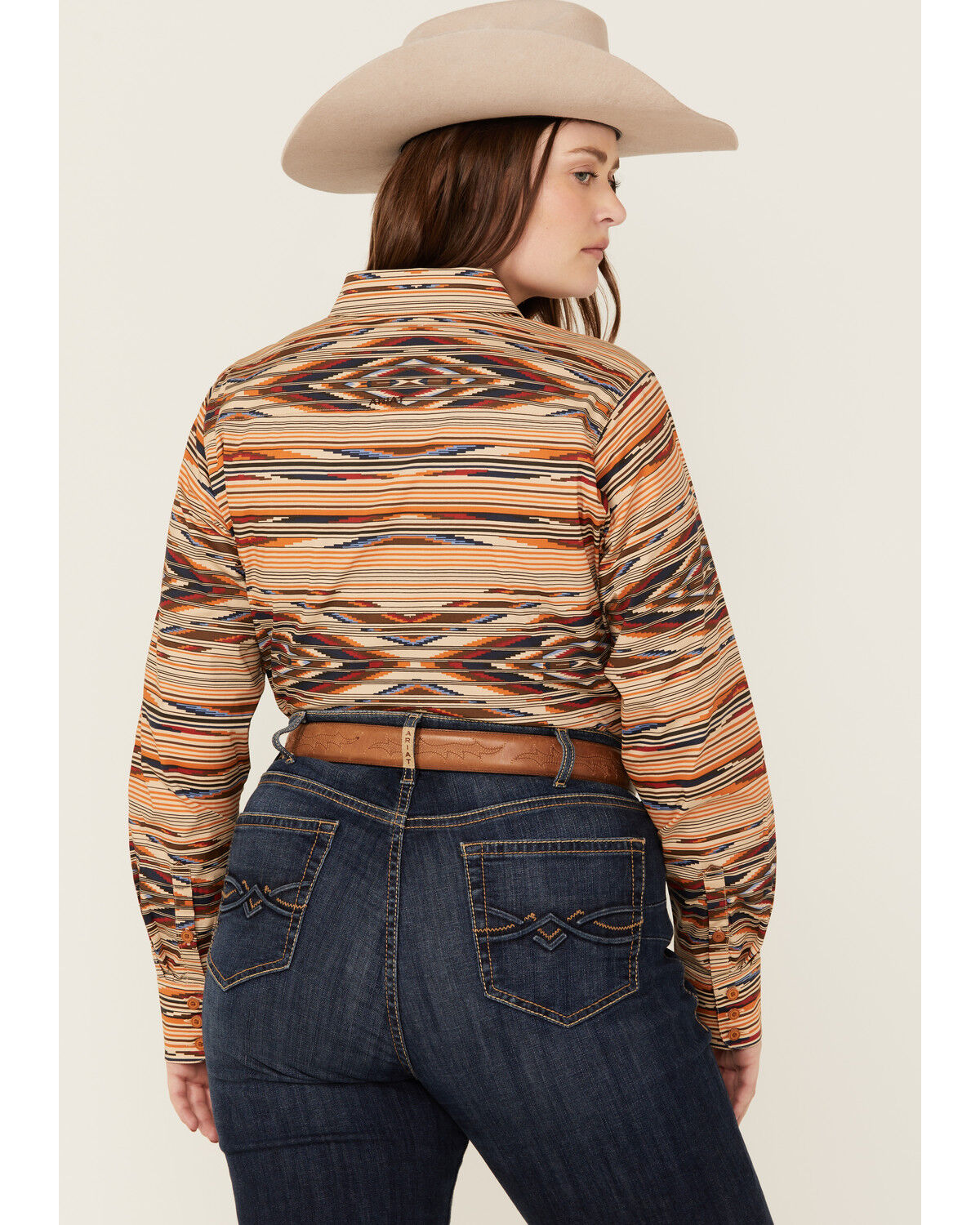 Image #4 - Ariat Women's Chimayo Southwestern Print Kirby Long Sleeve Stretch Button-Down Western Shirt - Plus, Multi, hi-res