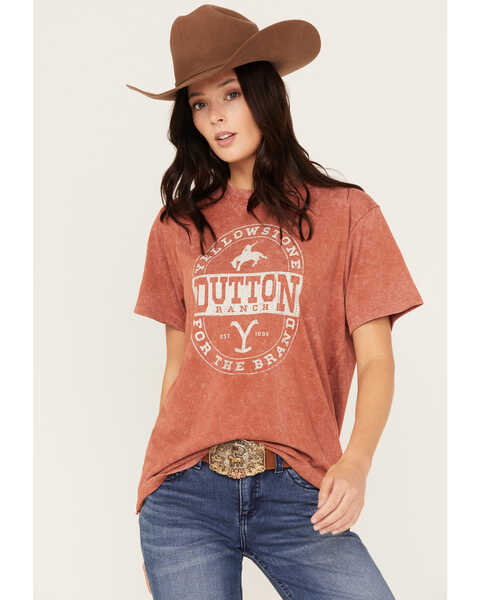 Image #1 - Changes Women's Mineral Wash For The Brand Yellowstone Short Sleeve Graphic Tee, Rust Copper, hi-res
