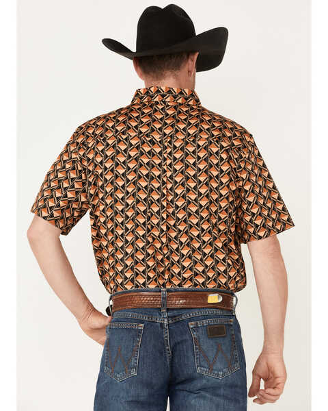 Image #4 - RANK 45® Men's Chisel Geo Print Short Sleeve Button-Down Western Shirt , Brown, hi-res