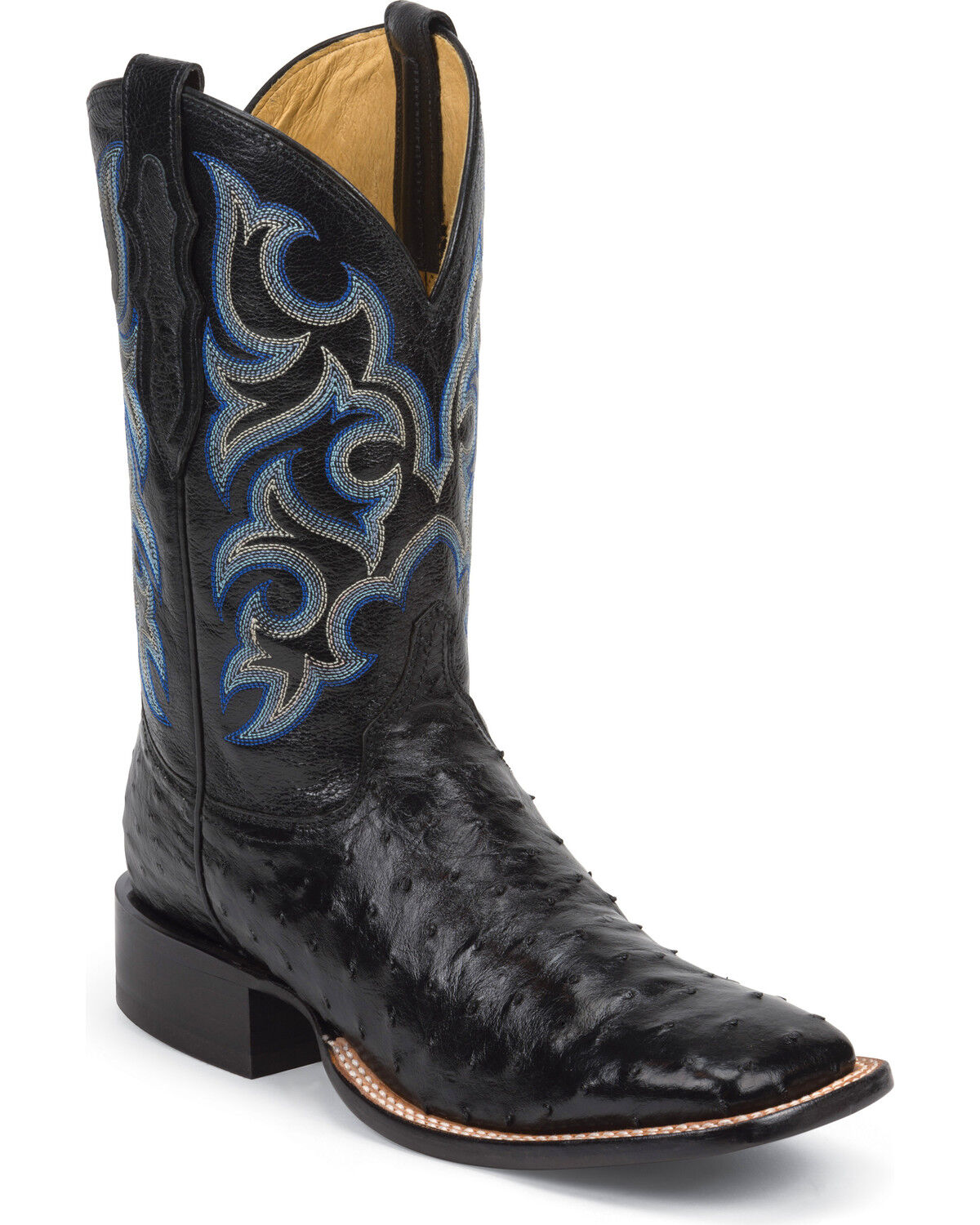 justin black ostrich boots