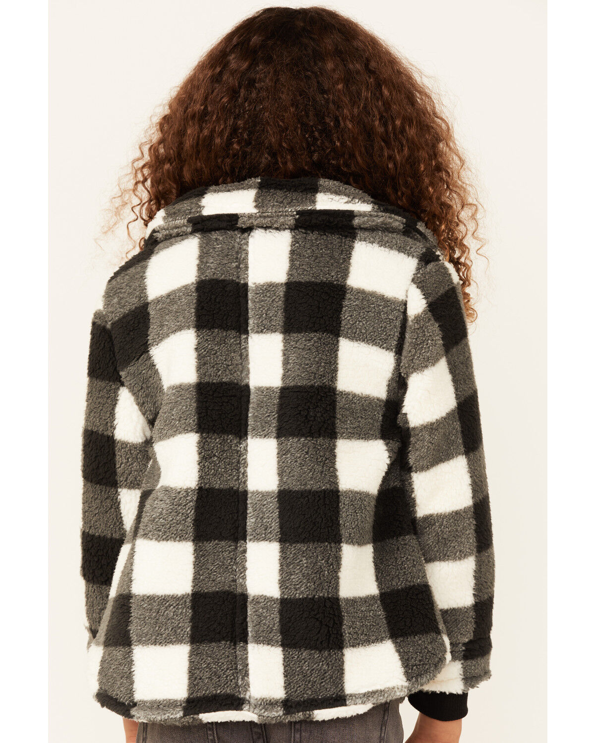 Image #3 - Urban Republic Little Girls' Plaid Print Sherpa Jacket, Black, hi-res