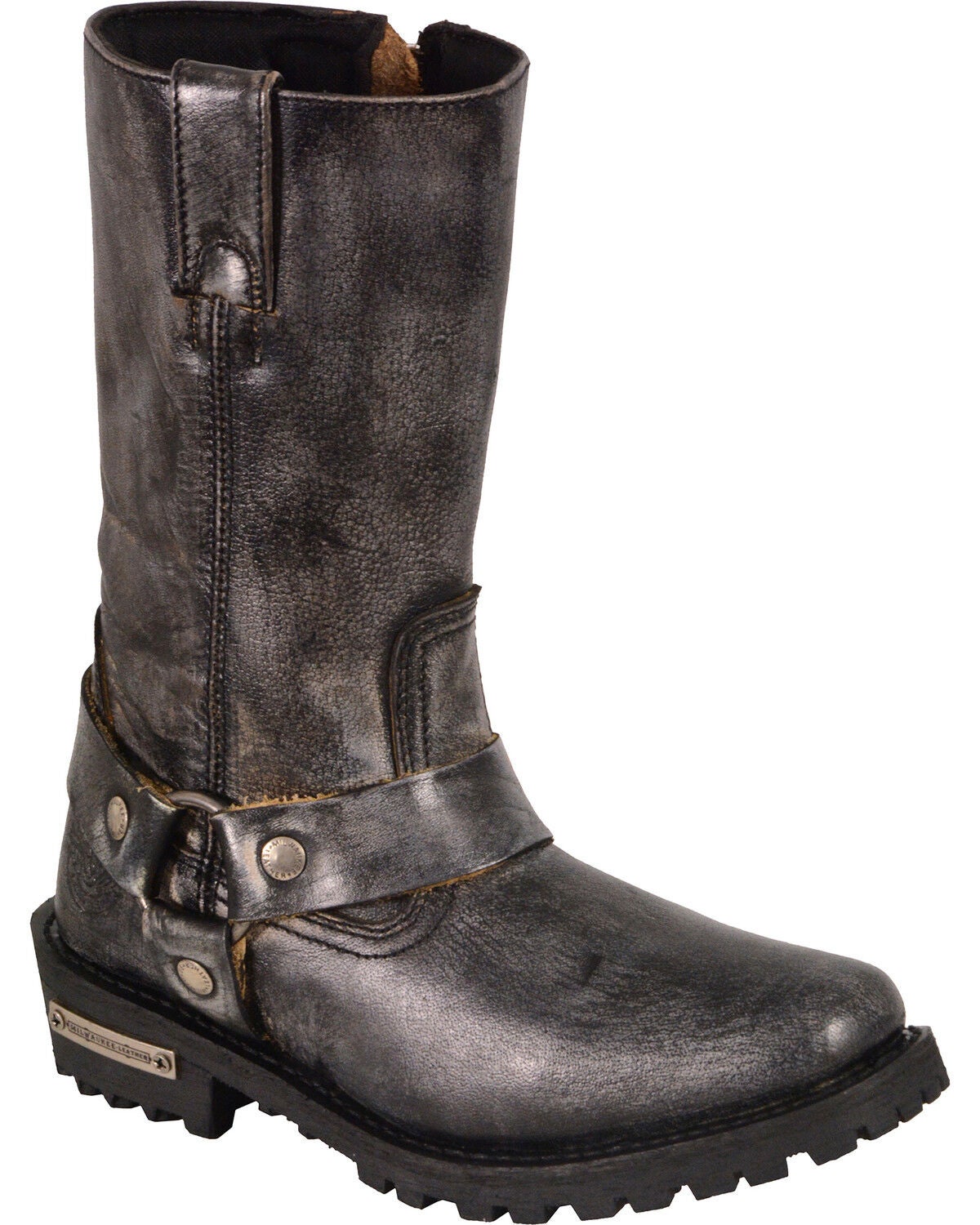 Milwaukee Leather Women's Distressed Classic Harness Boots - Square Toe, Black, hi-res