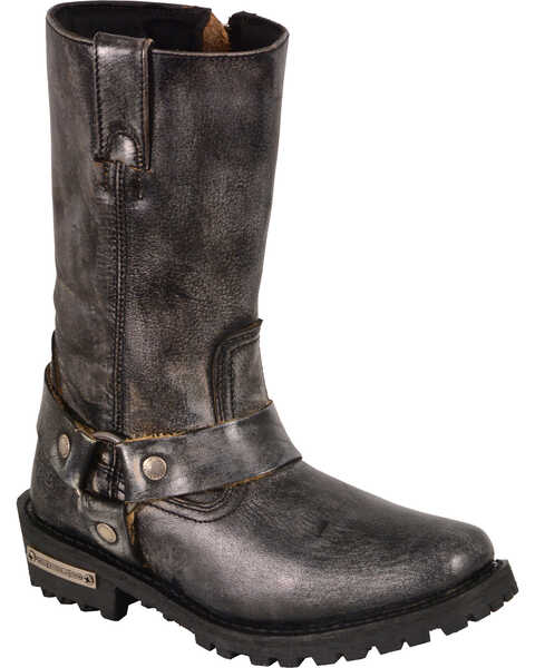 Image #1 - Milwaukee Leather Women's Distressed Classic Harness Boots - Square Toe , Black, hi-res