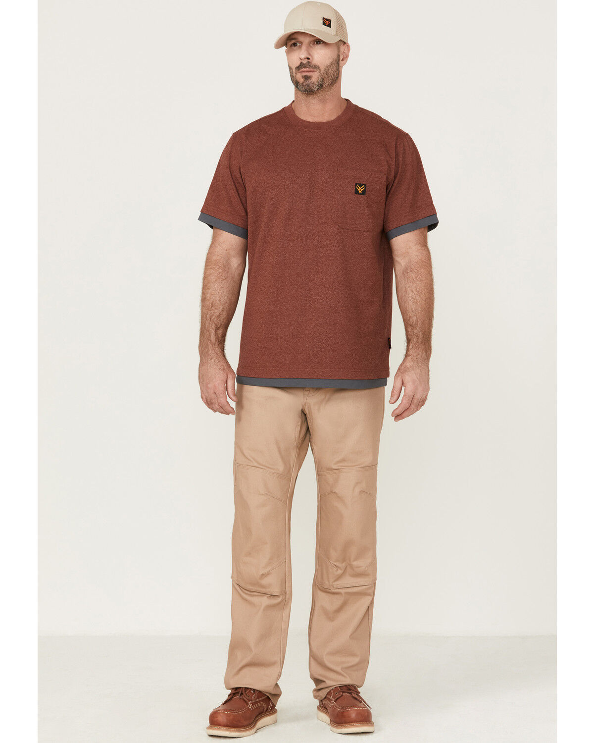 Image #2 - Hawx Men's Layered Work Pocket T-Shirt, Dark Red, hi-res