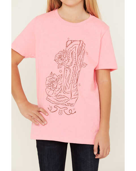 Image #3 - Ariat Girls' Boot Sketch Short Sleeve Graphic Tee, Pink, hi-res