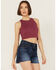 Image #2 - Fornia Women's Floral High Neck Cropped Top , Fuchsia, hi-res