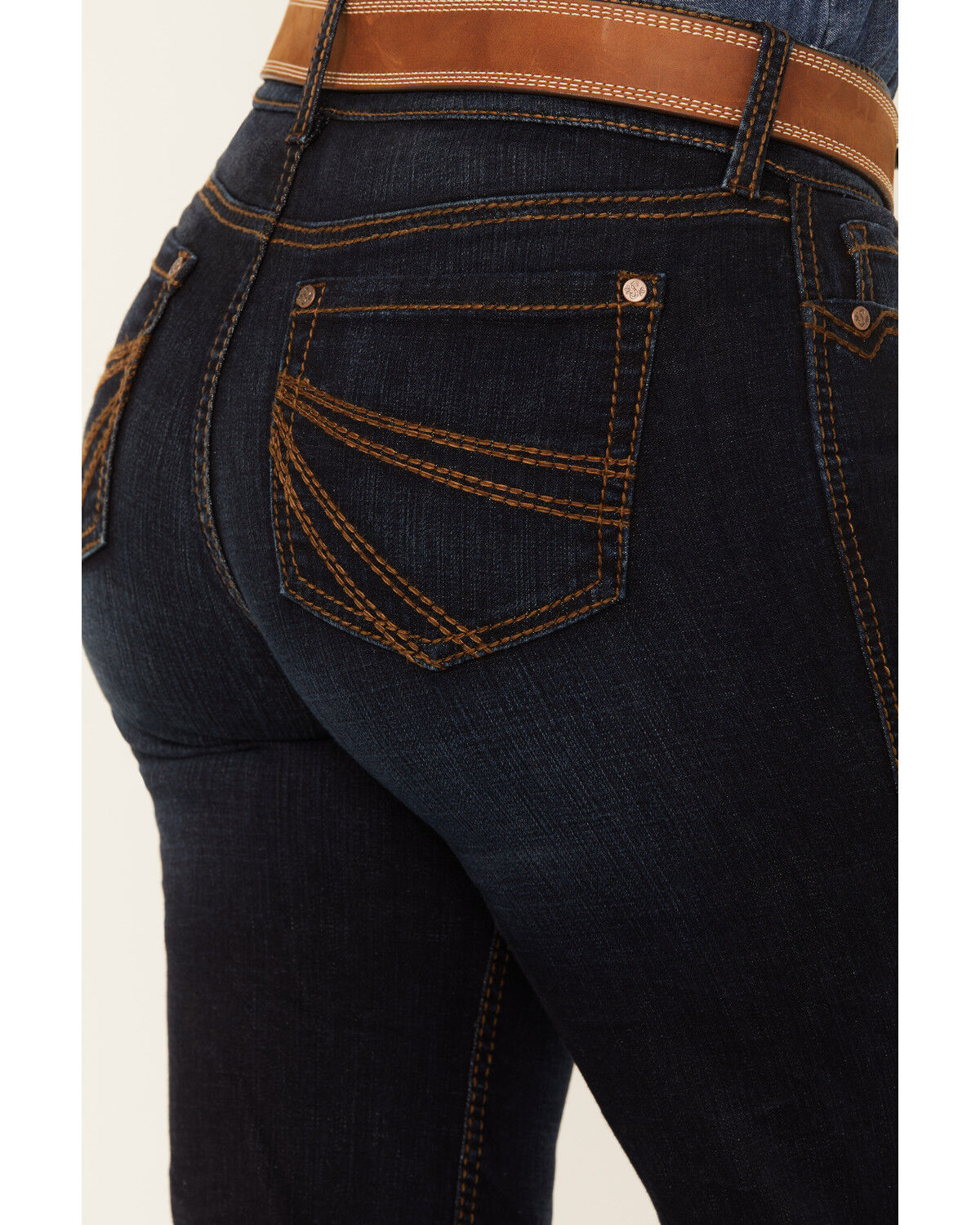 Image #4 - Shyanne Women's Tess Mid Rise Trouser Stretch Denim Riding Jeans, Dark Wash, hi-res