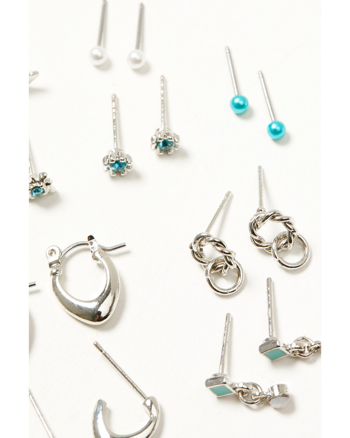 Image #4 - Shyanne Women's Teal Stone Earring Pack - 20 Piece, Silver, hi-res