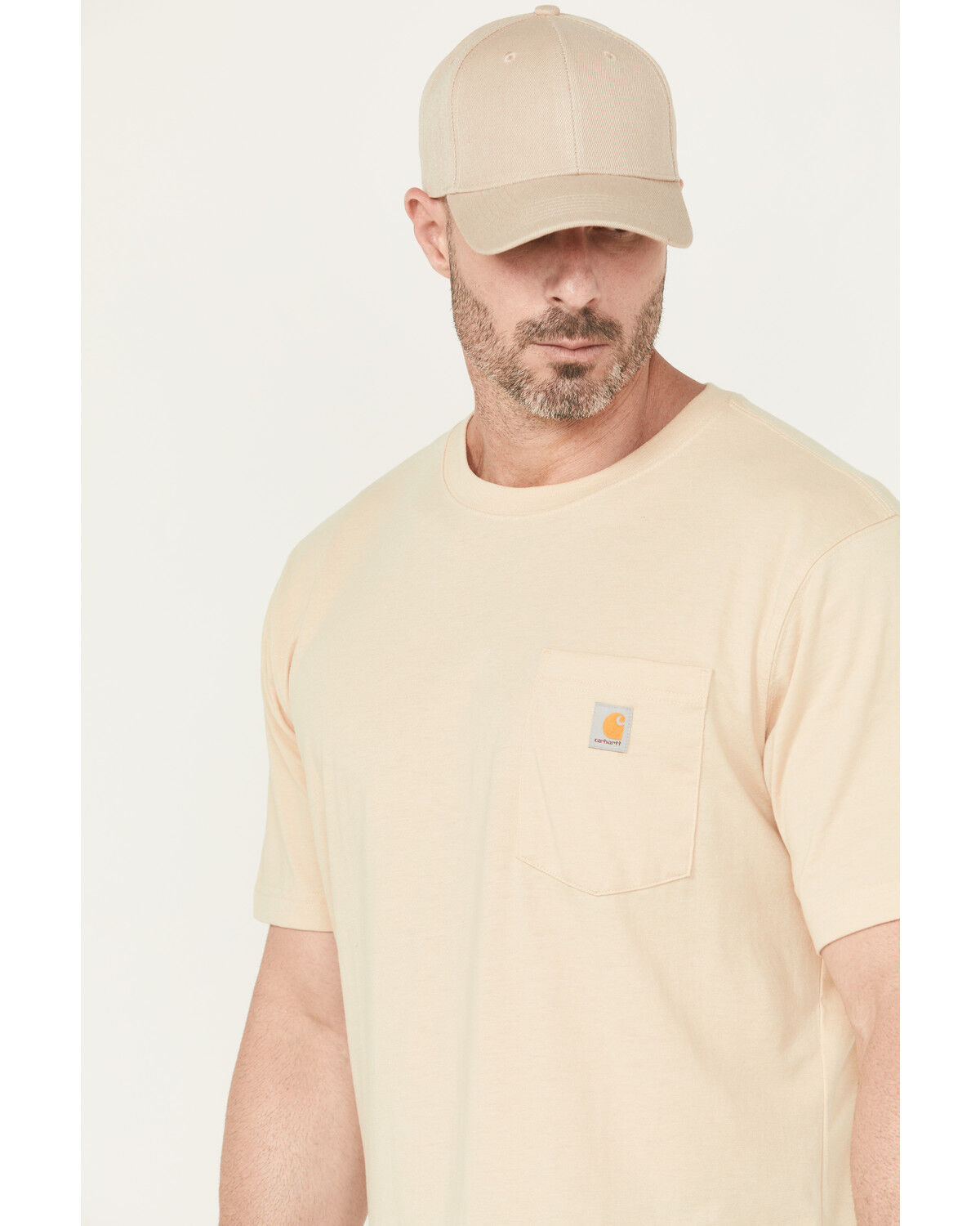 Image #3 - Carhartt Men's Relaxed Fit Lightweight C Graphic Short Sleeve Pocket Shirt, Cream, hi-res