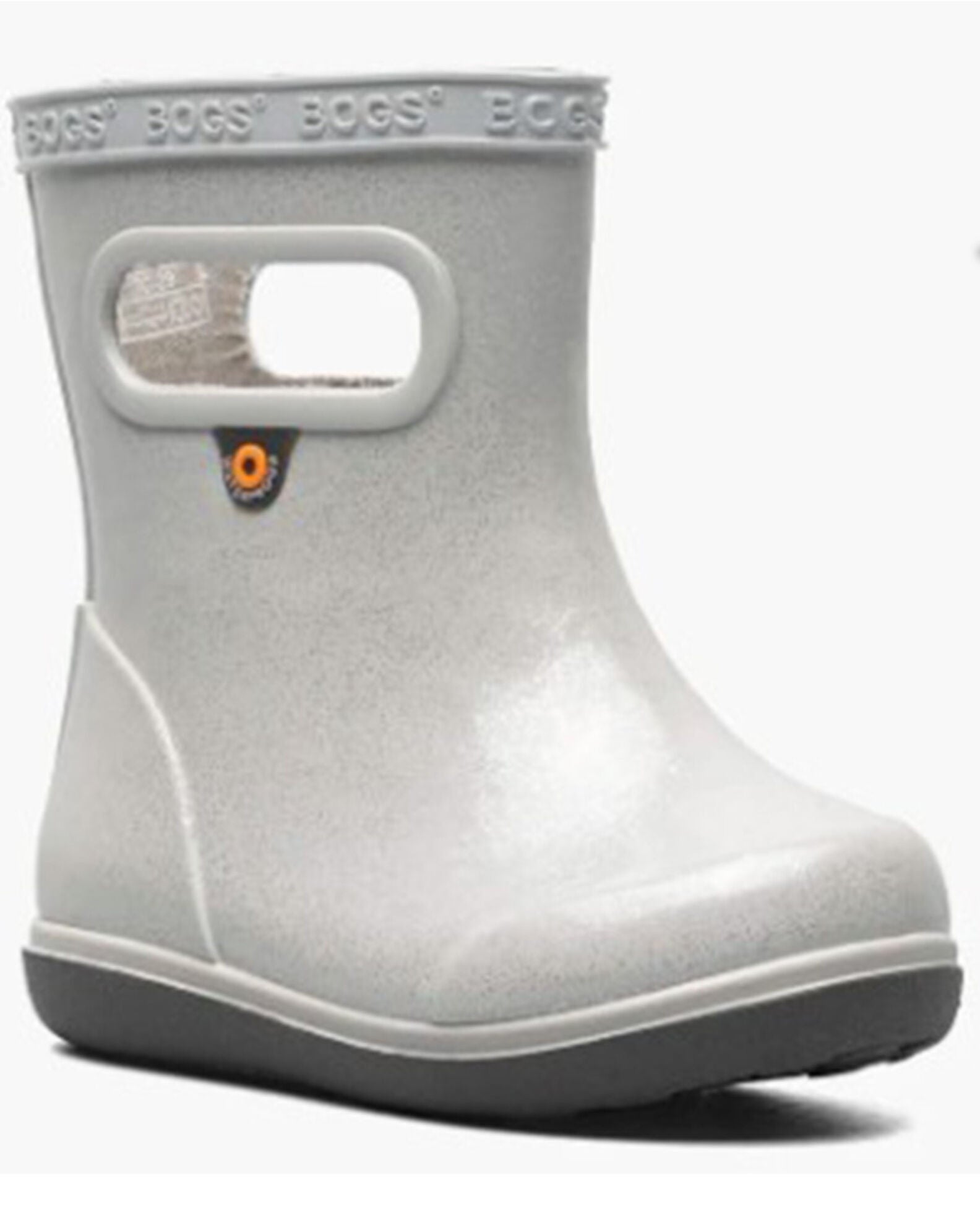 Bogs Little Girls' Skipper II Glitter Rain Boots - Round Toe, Silver