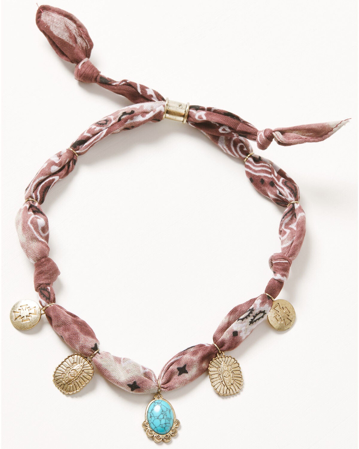 Shyanne Women's Golden Skyland Bandana Charm Necklace, Brown, hi-res