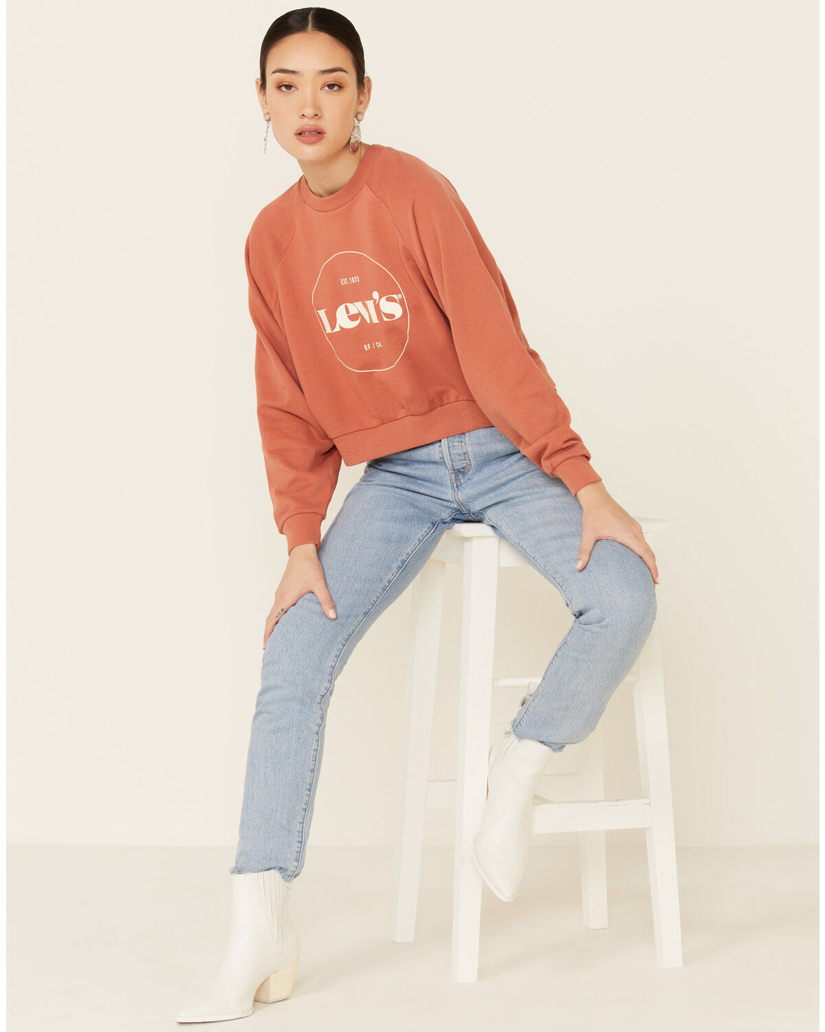 Image #3 - Levi's Women's Mauve Circle Logo Pullover Sweatshirt, Mauve, hi-res