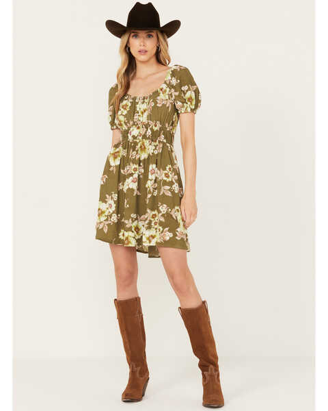 Image #1 - Band of the Free Women's Floral Print Dress, Sage, hi-res